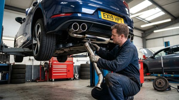 How to install an aftermarket exhaust for improved performance while meeting UK regulations?